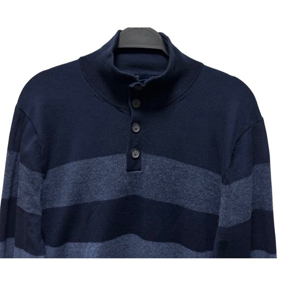 Brooks Brothers Men's Extra Fine Merino Wool Navy Striped Sweater Size L - Picture 4 of 8